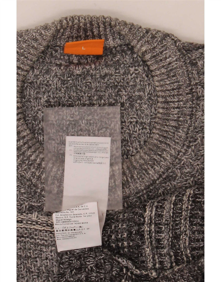 Suéter masculino Hugo Boss com gola redonda, grande algodão cinza