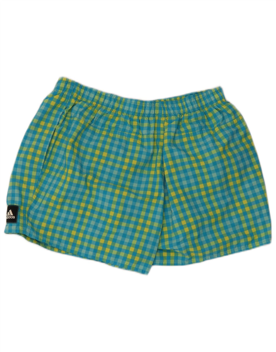 Adidas Mens Natação Shorts Grande Azul Gingham Poliéster