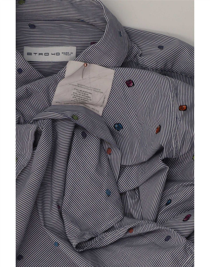 Camisa masculina Etro tamanho 40 algodão listrado azul marinho médio