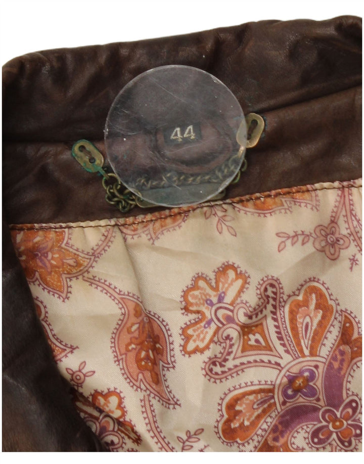 Jaqueta de couro oversized feminina vintage EU 44 XL couro marrom