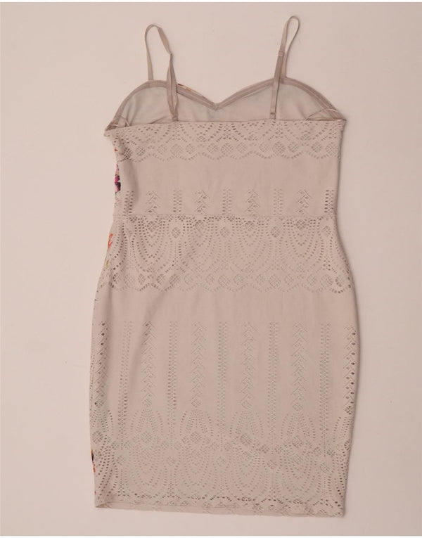 Vestido bodycon feminino sem mangas Lipsy UK 18 XL branco floral poliéster