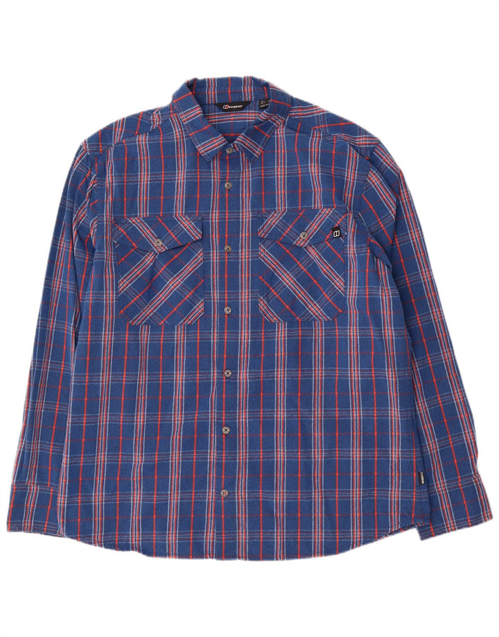 Camisa masculina de flanela Berghaus grande poliamida xadrez azul
