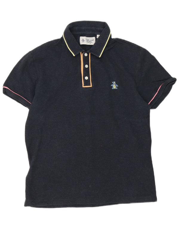 Camisa polo masculina Penguin pequena algodão cinza