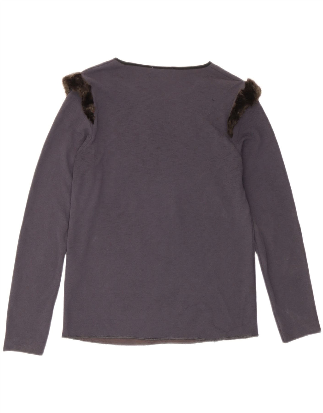 Top feminino Zara manga comprida UK 10 pequeno poliéster cinza