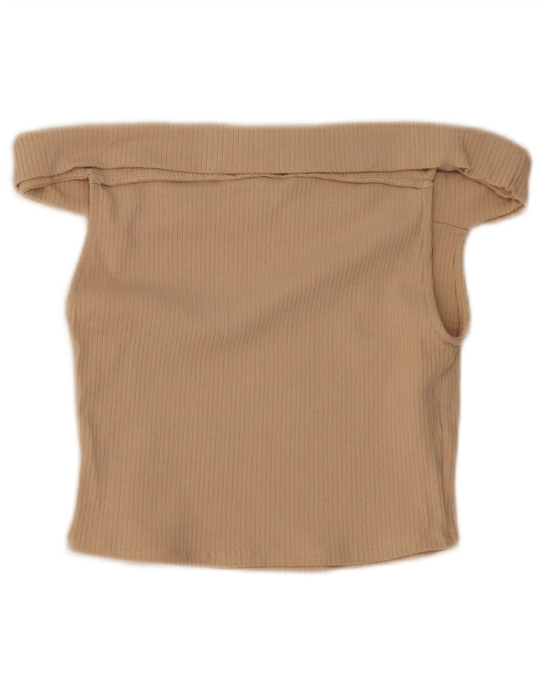 Zara Womens Crop Off Ombro Top Reino Unido 8 Pequeno Algodão Bege