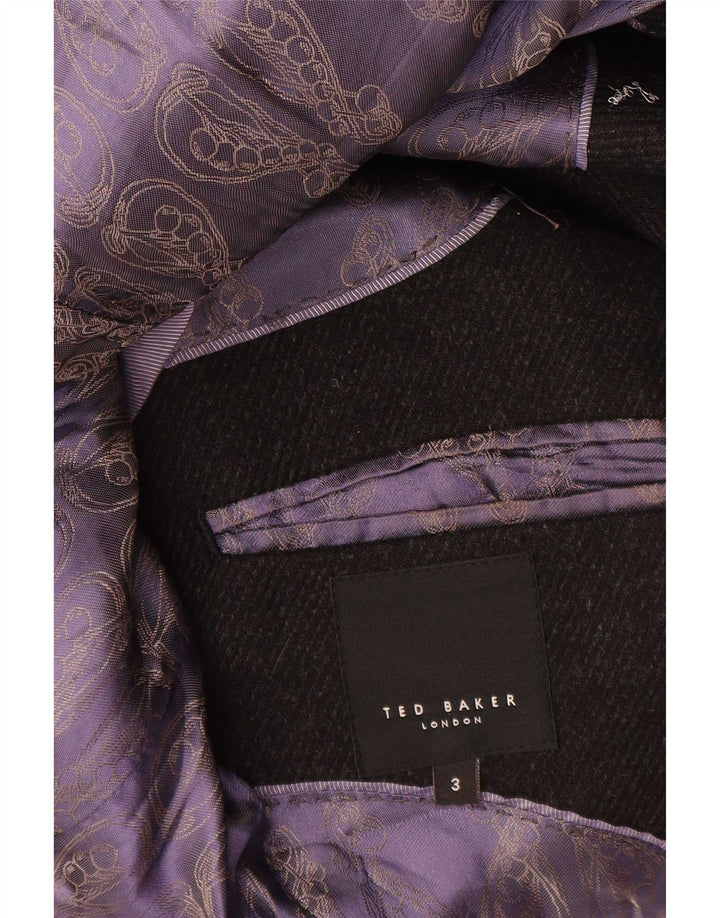 Sobretudo masculino Ted Baker tamanho 3 médio de lã preta clássico