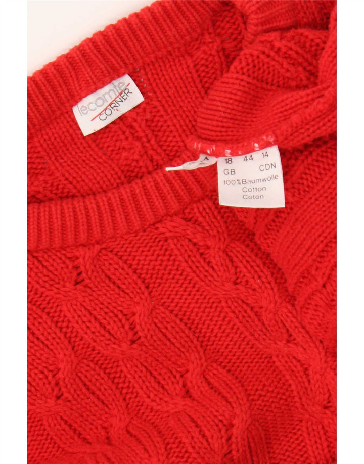 Suéter Lecomte feminino oversized com gola redonda Reino Unido 18 XL algodão vermelho