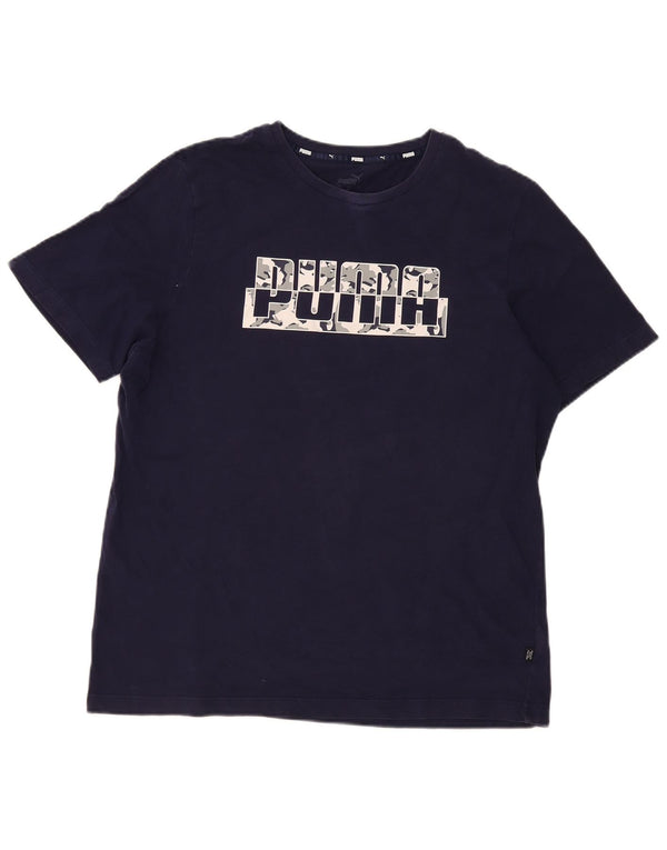 Camiseta masculina Puma Graphic Top grande algodão azul marinho