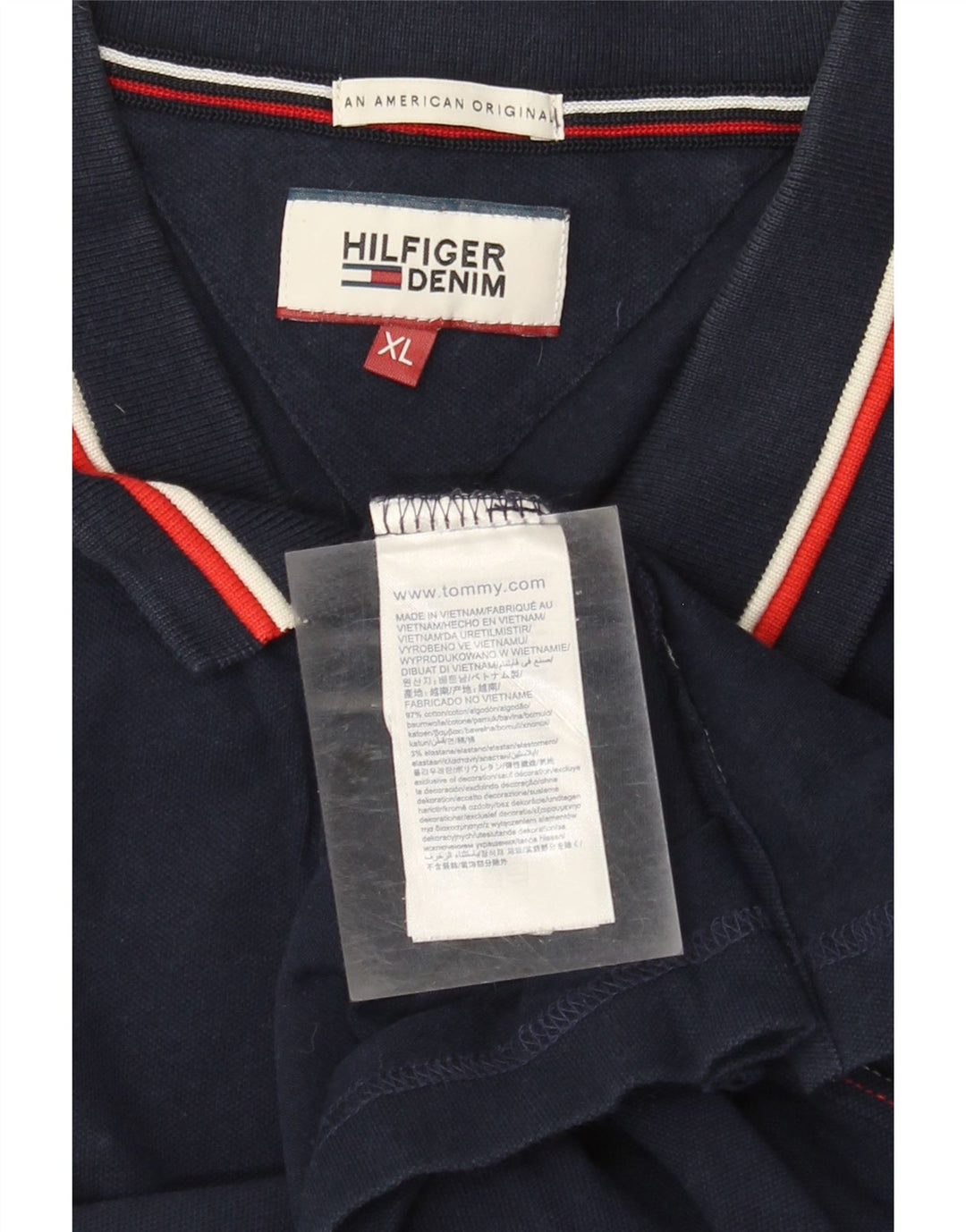 Camisa polo masculina Tommy Hilfiger XL azul marinho algodão