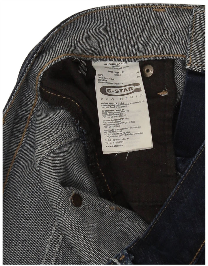 Jeans retos femininos G-Star W30 L36 algodão azul marinho