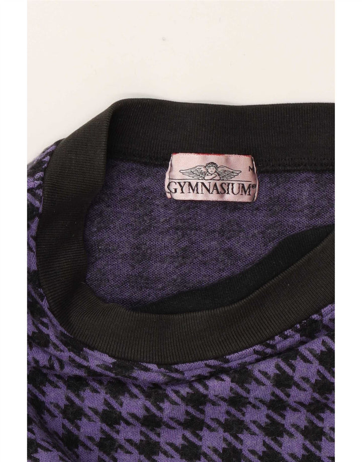 Top feminino Gymnasium manga comprida Reino Unido 14 houndstooth roxo médio