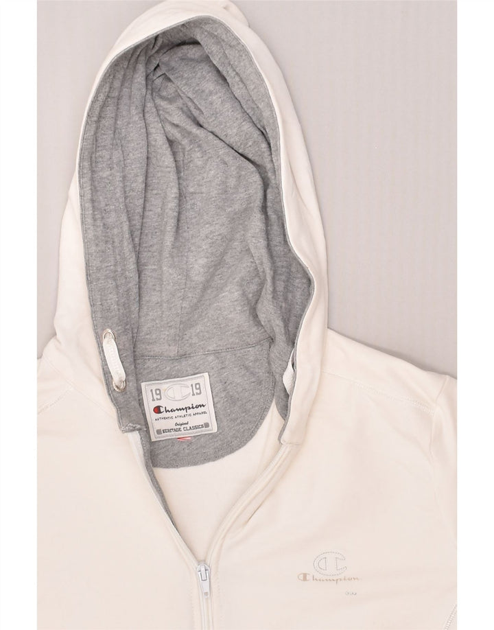 CHAMPION Womens Zip Hoodie Sweater UK 16 Large White Cotton | Vintage Champion | Thrift | Second-Hand Champion | Used Clothing | Messina Hembry 