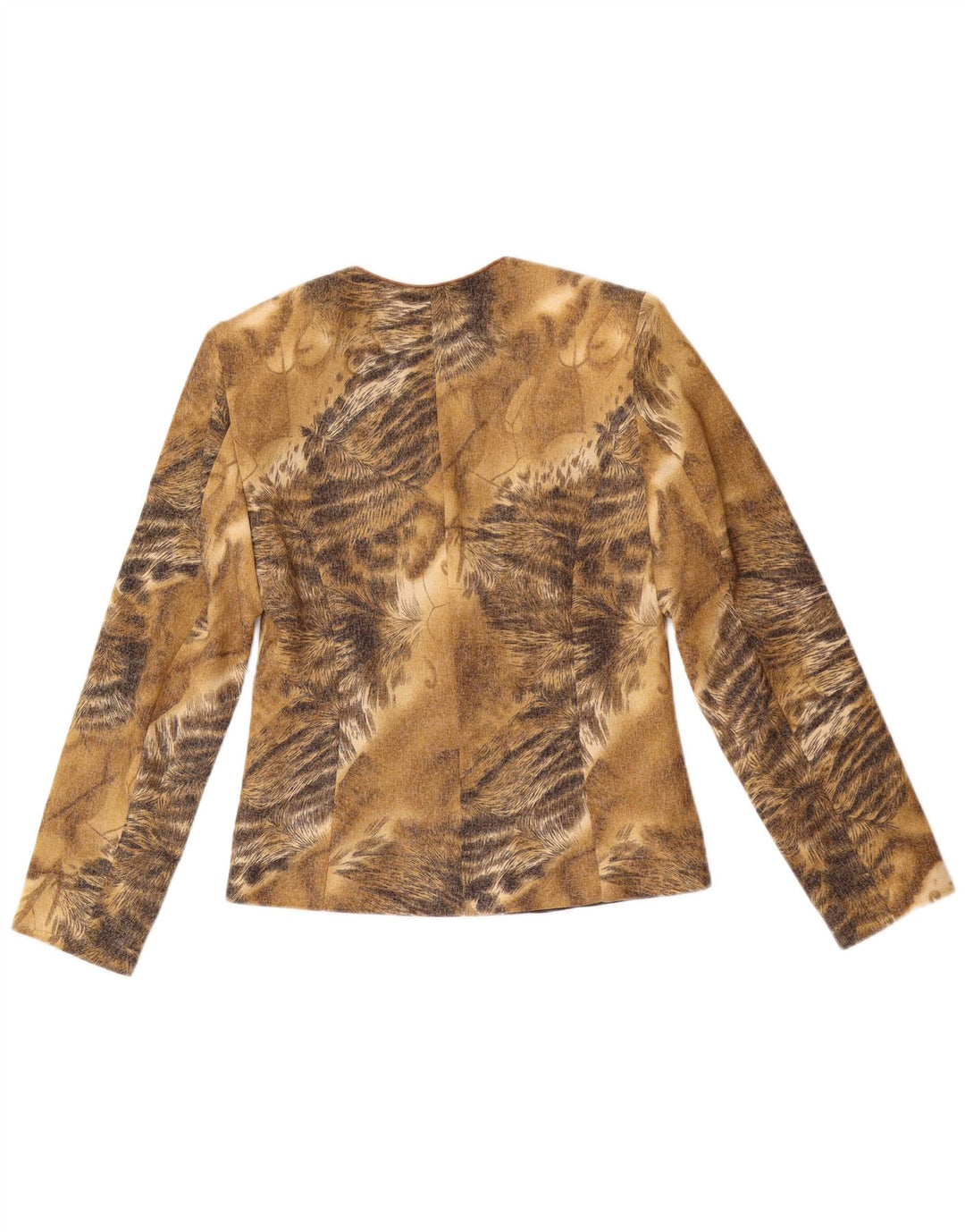 Jaqueta blazer feminina vintage com 3 botões IT 42 estampa animal marrom médio