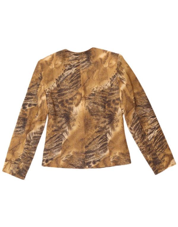 Jaqueta blazer feminina vintage com 3 botões IT 42 estampa animal marrom médio