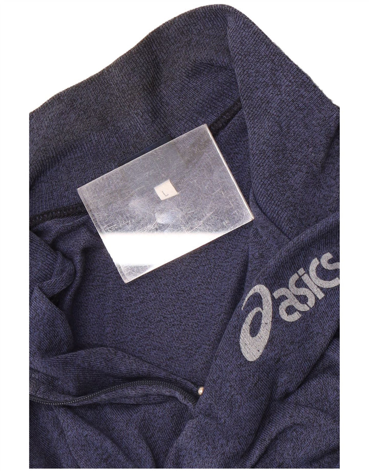 Moletom masculino Asics Graphic Zip Neck Jumper grande bloco colorido azul