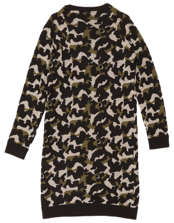 Vestido suéter feminino Liu Jo de manga comprida Reino Unido 10 pequeno preto camuflado viscose
