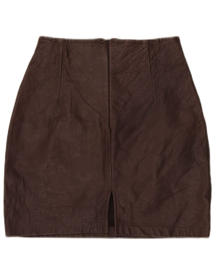 Mini saia feminina VINTAGE de couro W26 pequena marrom