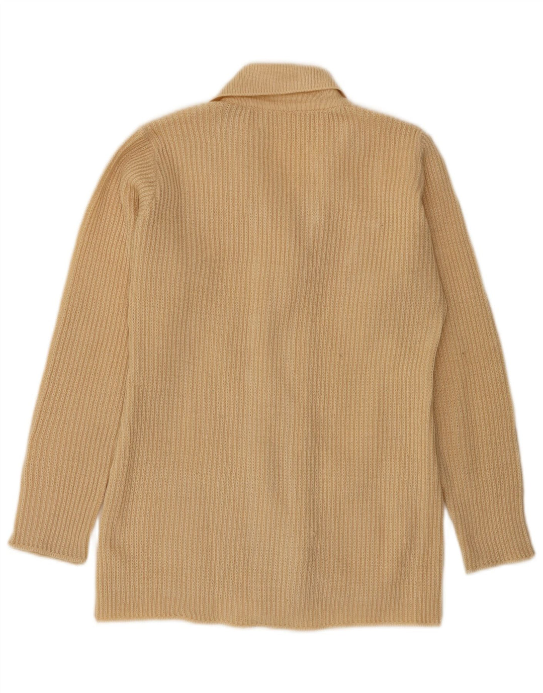 Suéter cardigã feminino vintage Reino Unido 12 bege médio