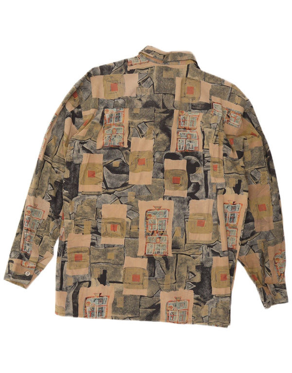 Camisa masculina vintage grande patchwork de algodão multicolorido