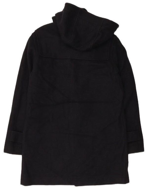 Casaco Duffle feminino com capuz VINTAGE Reino Unido 18 XL lã azul marinho