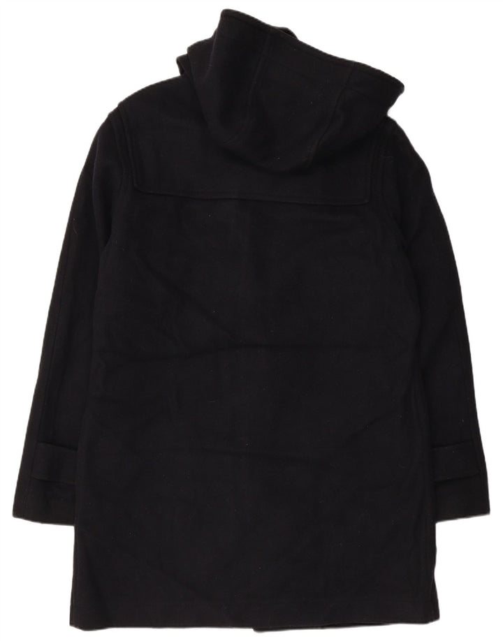 Casaco Duffle feminino com capuz VINTAGE Reino Unido 18 XL lã azul marinho