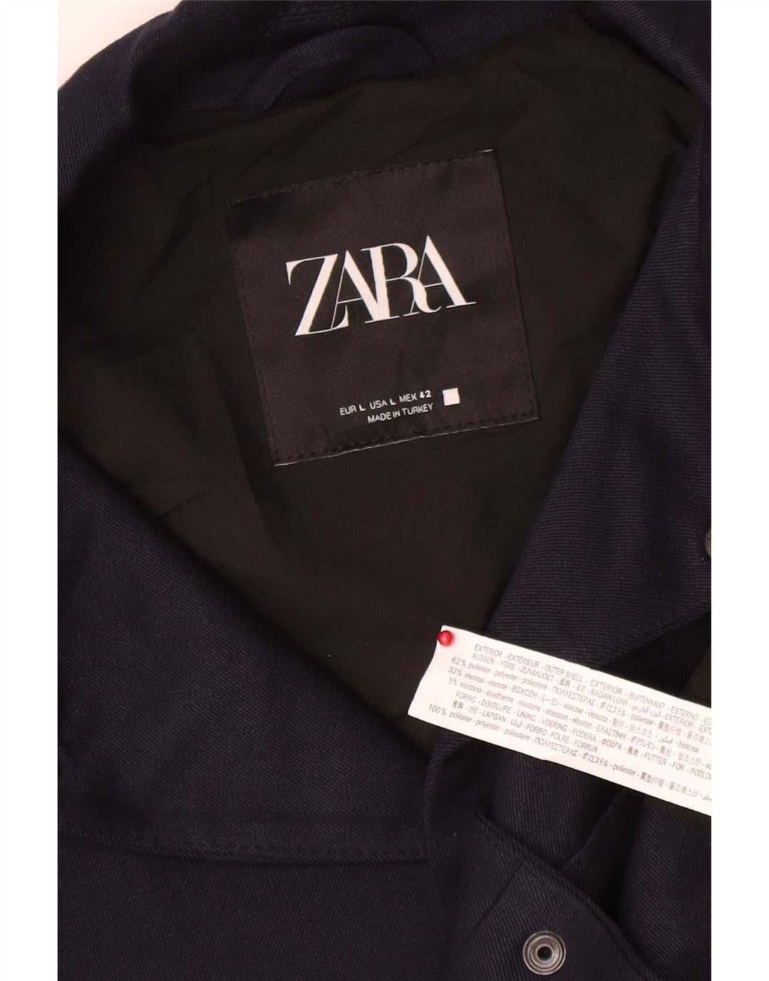 Zara Mens Bomber Jacket UK 40 Grande Poliéster Azul Marinho