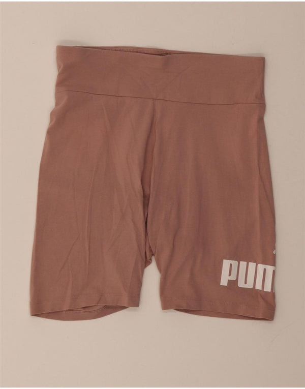 Shorts esportivos gráficos femininos PUMA UK 12 algodão rosa médio