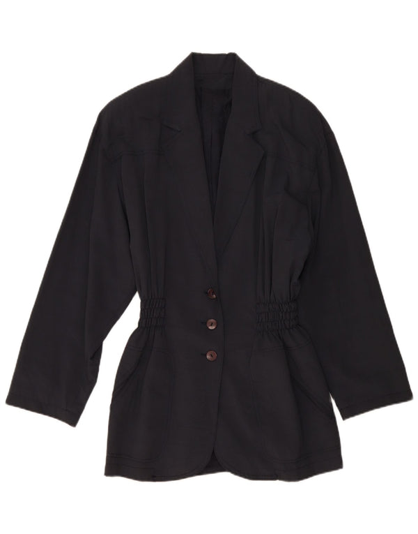 Jaqueta blazer vintage feminina com 3 botões e palangre IT 44 azul marinho médio