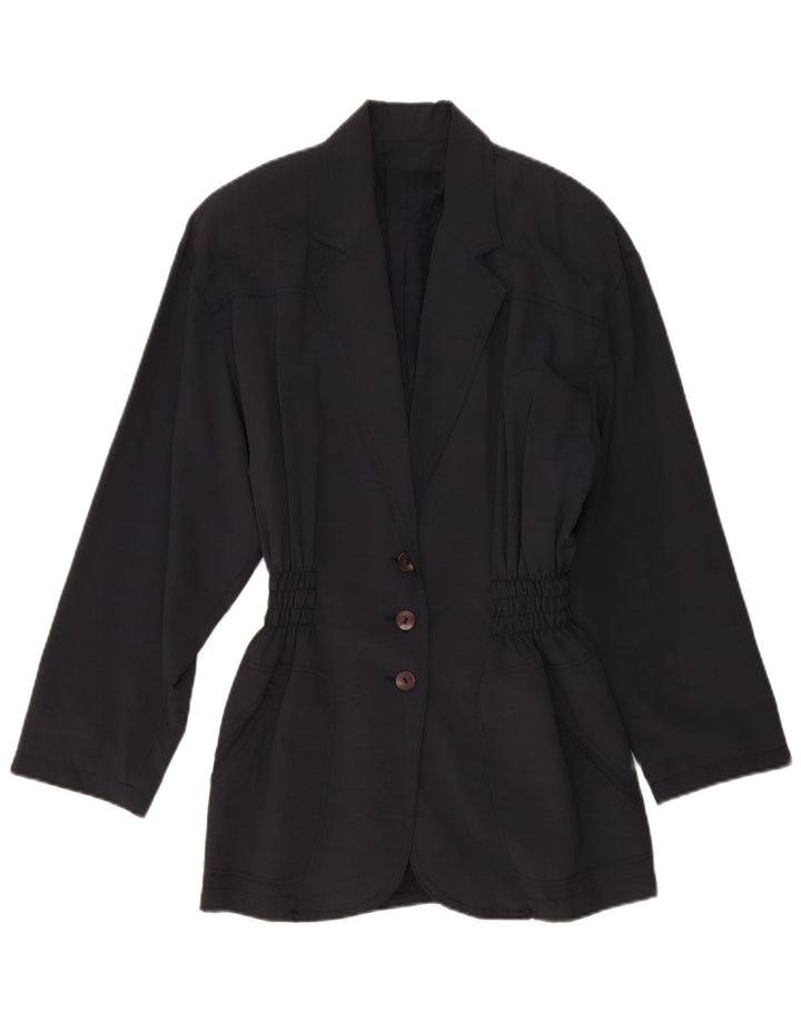 Jaqueta blazer vintage feminina com 3 botões e palangre IT 44 azul marinho médio