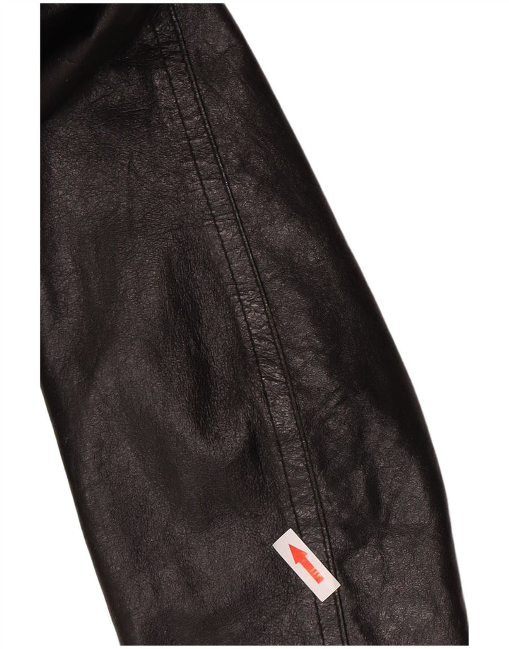 Jaqueta bomber de couro feminina vintage IT 44 couro preto médio