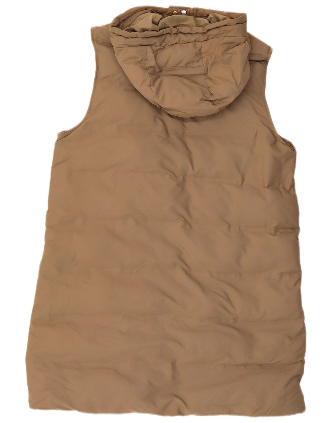 Zara Casaco feminino acolchoado com capuz e sem mangas Reino Unido 14 Médio Bege