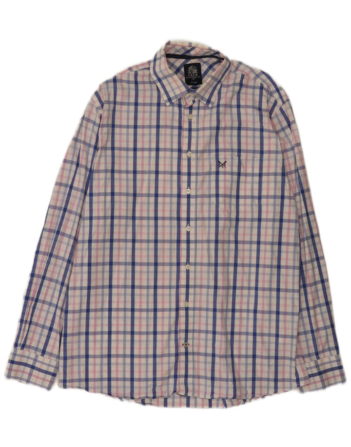Crew Clothing Camisa masculina clássica de ajuste grande algodão xadrez multicolorido