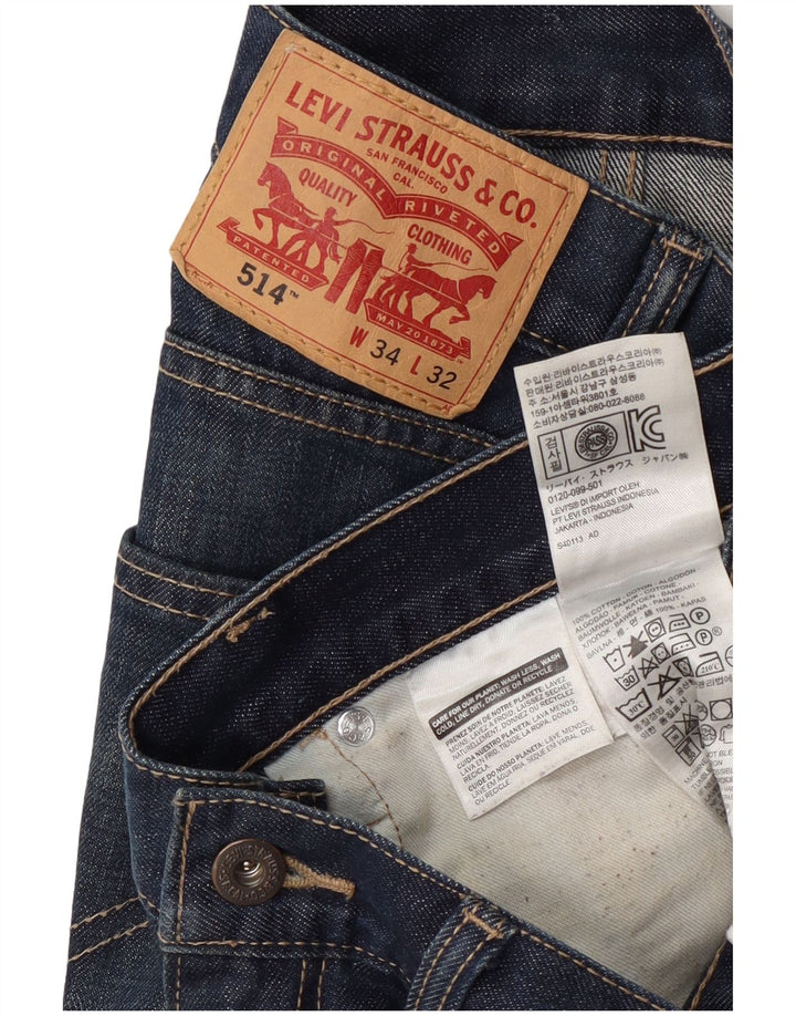 Levi's Masculino 514 Straight Jeans W34 L32 Azul Marinho Algodão