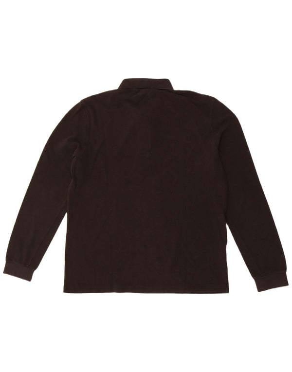 Lacoste Camisa polo masculina de manga comprida Classic Fit tamanho 4 médio algodão preto