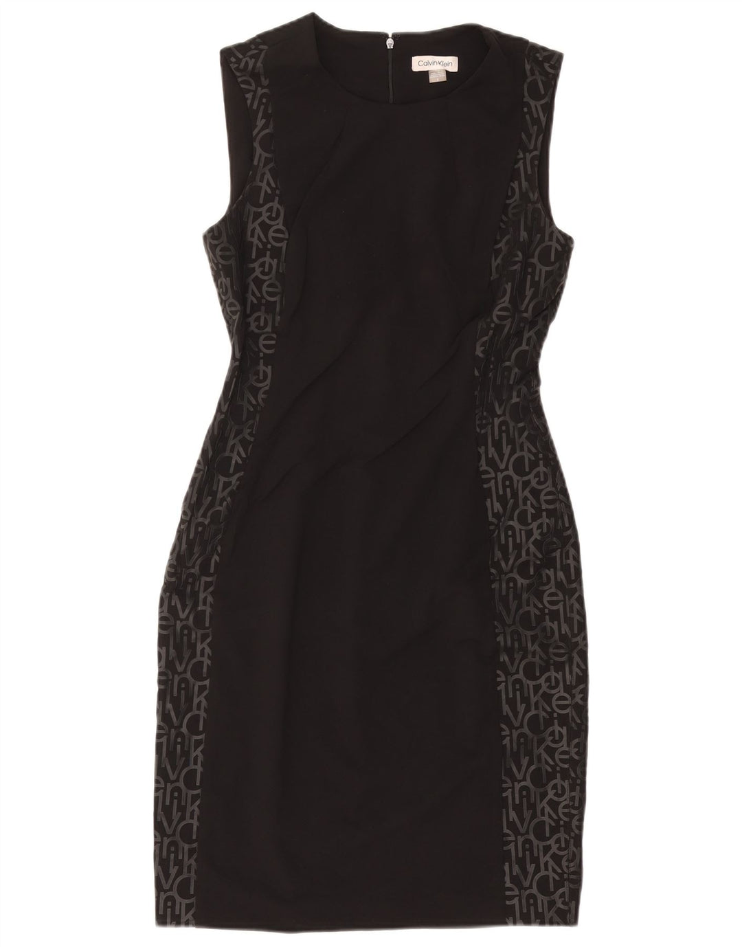 CALVIN KLEIN Vestido feminino estampado sem mangas US 8 médio preto