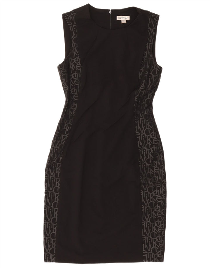 CALVIN KLEIN Vestido feminino estampado sem mangas US 8 médio preto