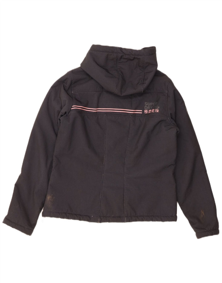 Jaqueta corta-vento feminina SUPERDRY Windtrekker com capuz Reino Unido 14 grande cinza