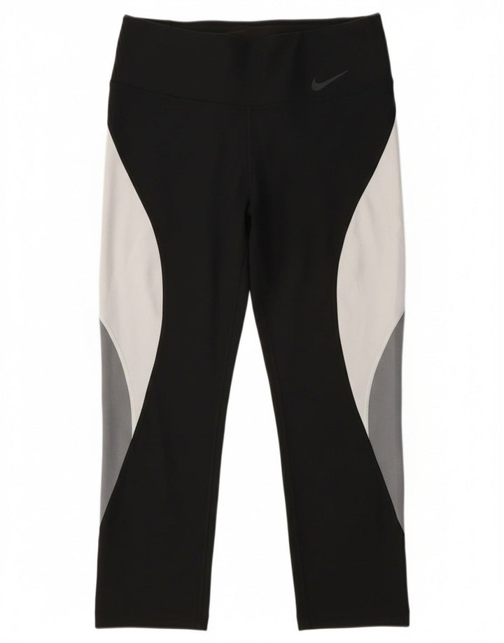 Leggings Nike Dri Fit Capri UK 10 Pequeno Preto Colourblock Poliéster