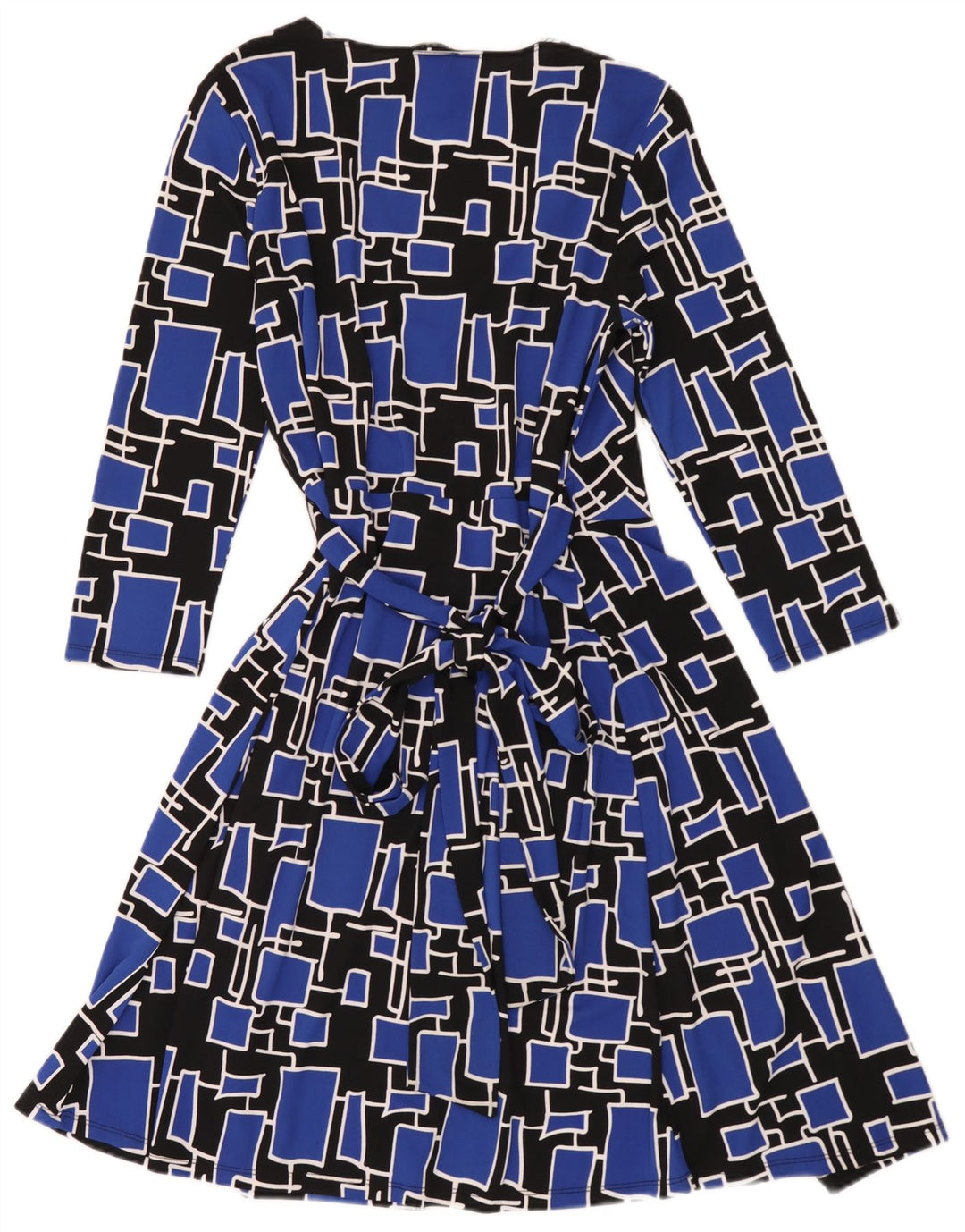 Vestido feminino Dkny manga 3/4, tamanho único, azul, geométrico, poliéster