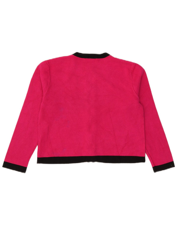 Suéter cardigan feminino Zara Reino Unido 12 médio rosa colorblock viscose