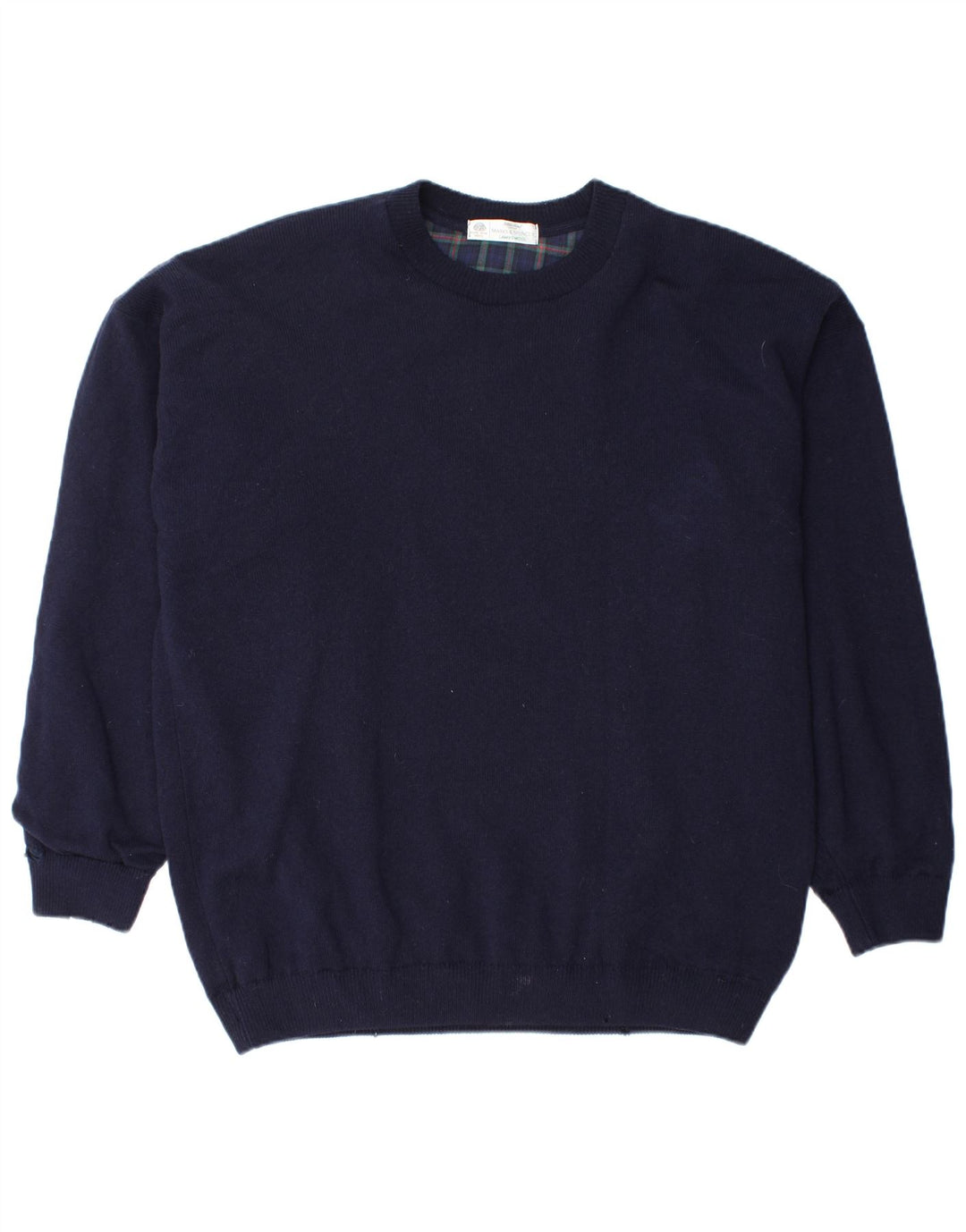 Suéter masculino Marks & Spencer com gola redonda, grande, azul marinho, lã nova