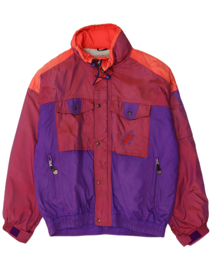 Jaqueta de esqui masculina vintage IT 54 XL poliamida colorblock multicolorida