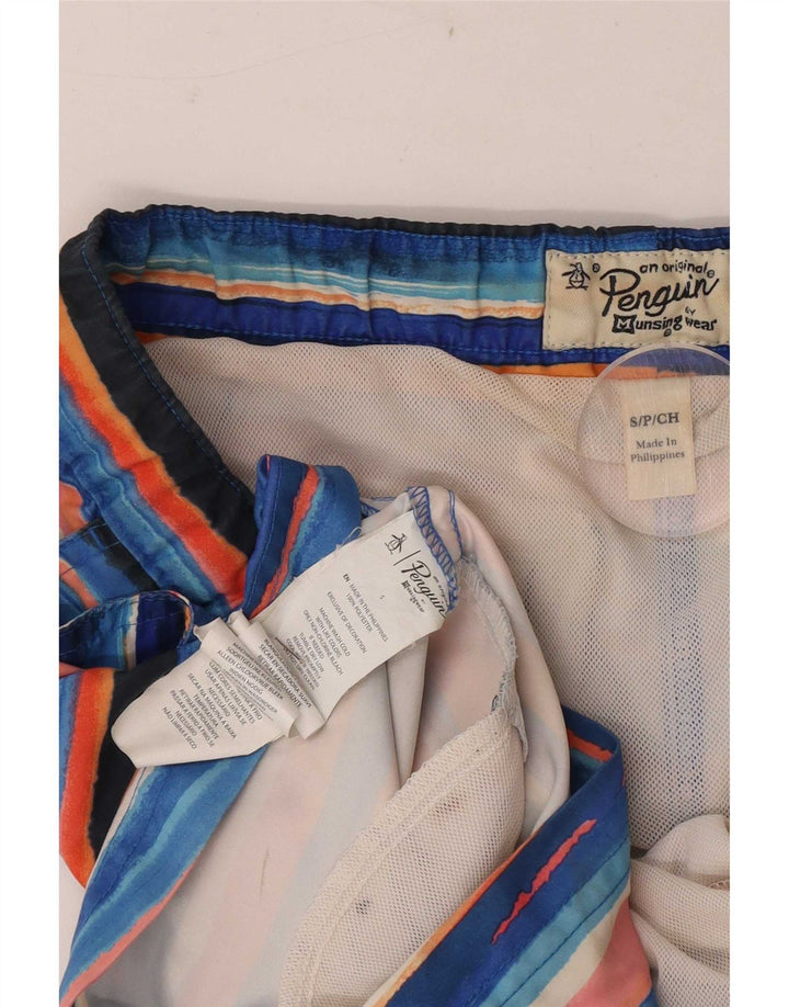 Shorts de natação masculino Penguin pequeno poliéster listrado multicolorido