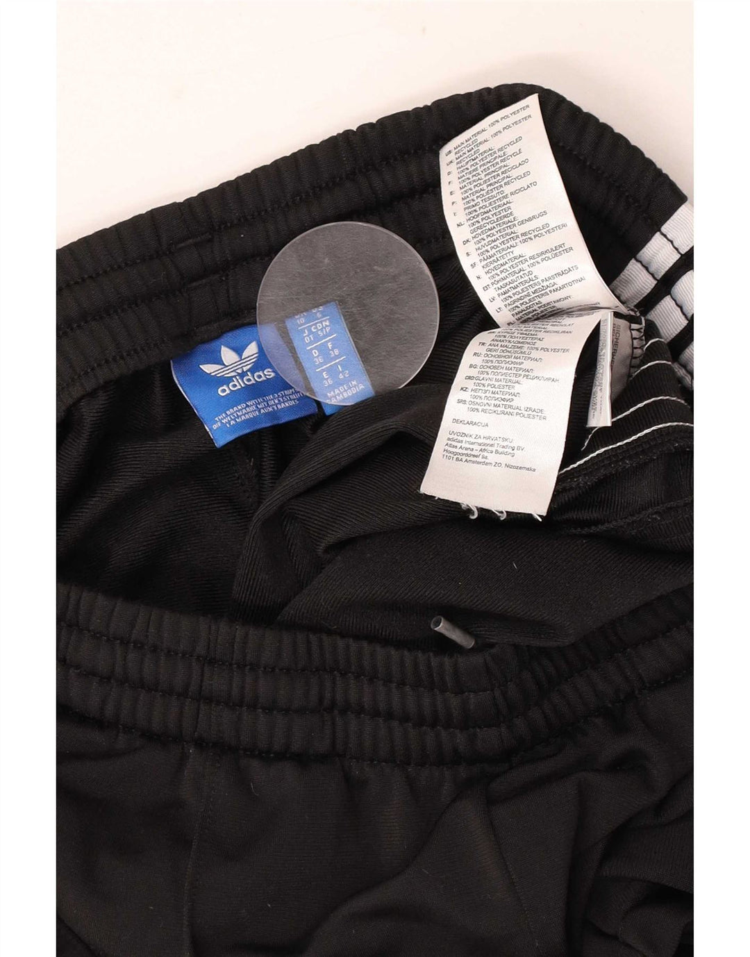 Calça de treino feminina Adidas UK 10 pequena poliéster preto