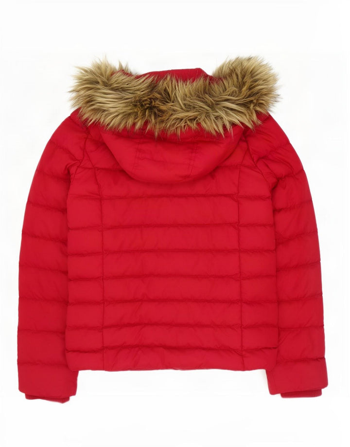 Jaqueta acolchoada com capuz feminina Tommy Hilfiger Reino Unido 10 poliéster vermelho pequeno