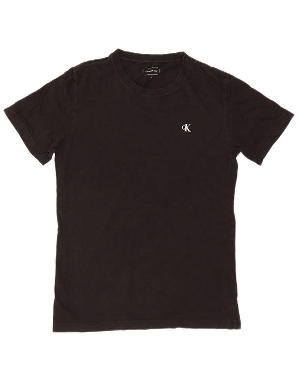 Calvin Klein Jeans Camiseta masculina gráfica Top médio algodão preto