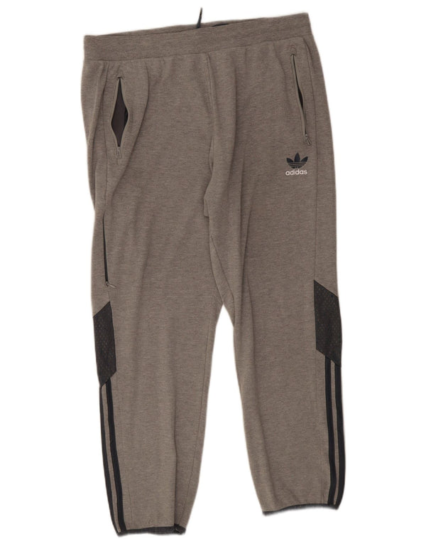 Adidas Mens Cargo Calças de treino Joggers XL Cinza Colourblock Algodão
