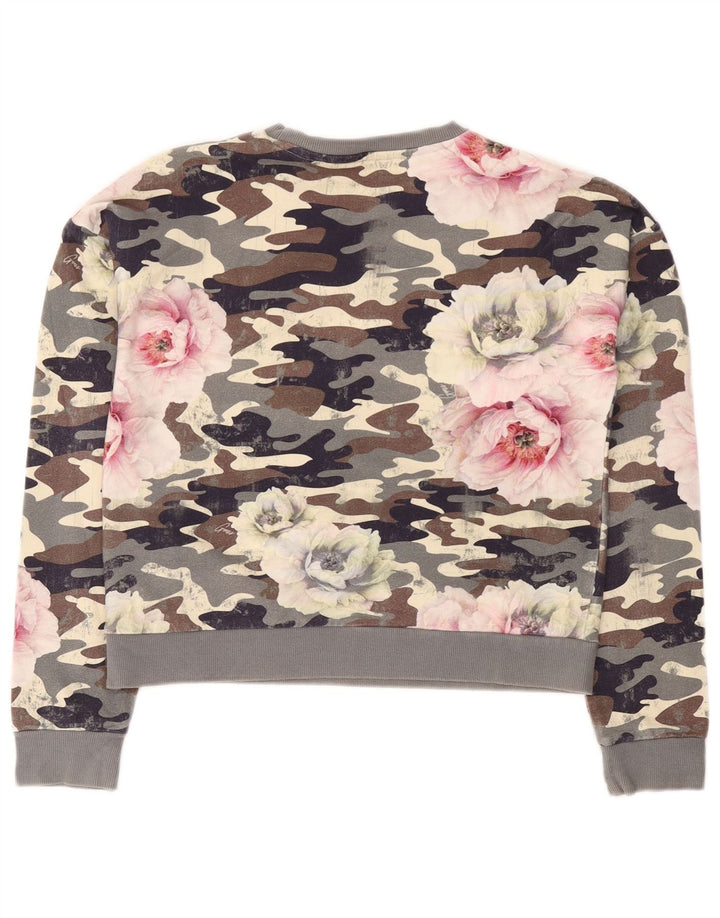 Suéter feminino com estampa gráfica GUESS UK 16 grande cinza camuflado