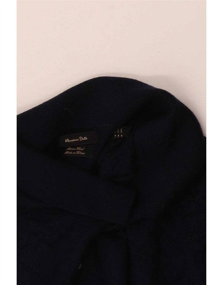 Suéter masculino Massimo Dutti com gola polo e lã azul marinho médio