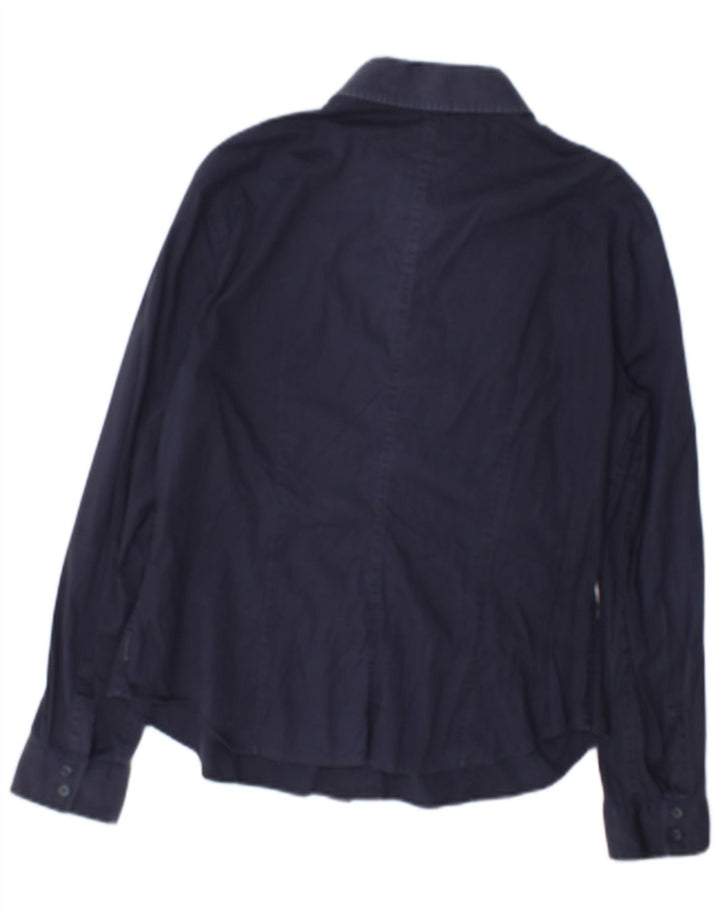 Camisa feminina Armani grande algodão azul marinho